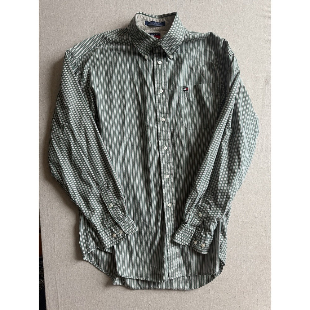 Tommy Hilfiger Stripped Long Sleeve Button Down Shirt Size Large